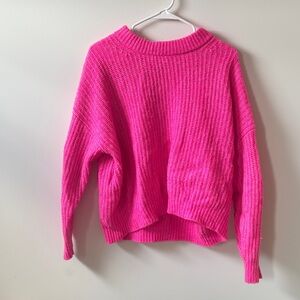 aerie Hot Pink Chunky Crew Neck Sweater